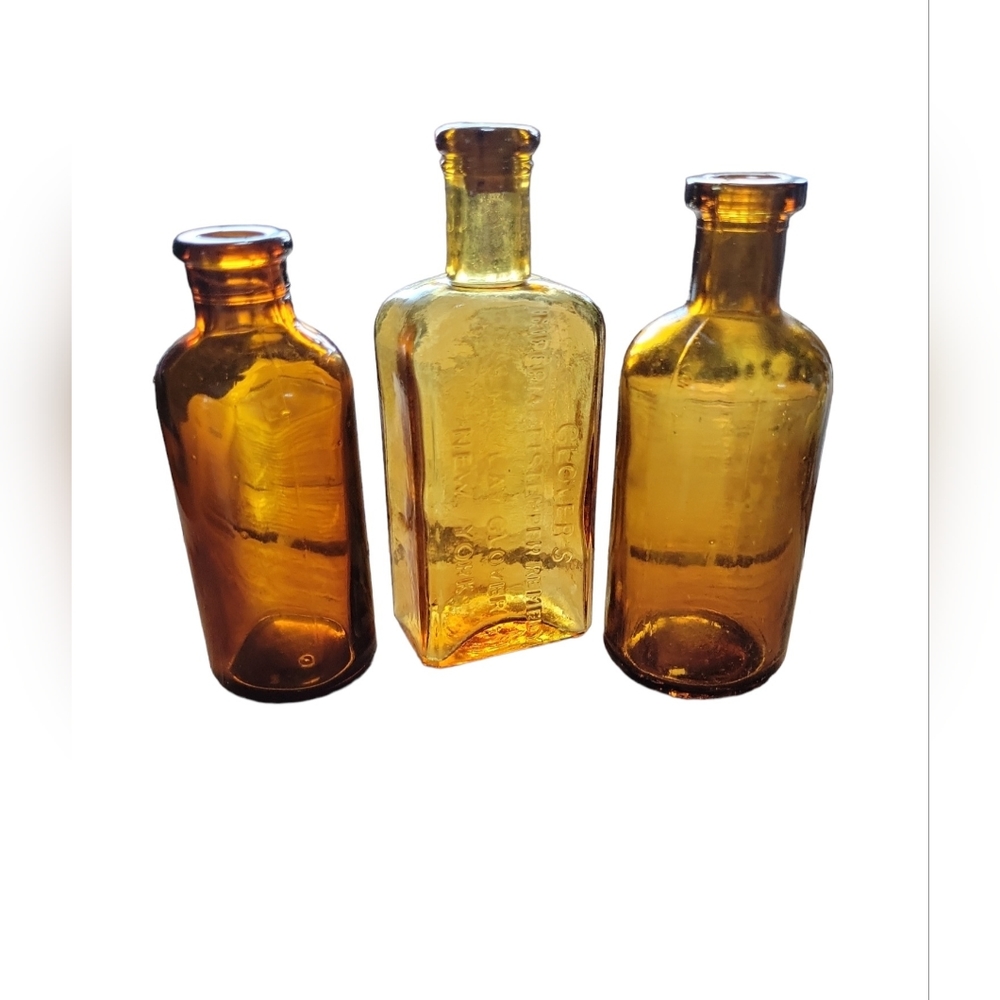 Lot of Vintage Brown Bottles